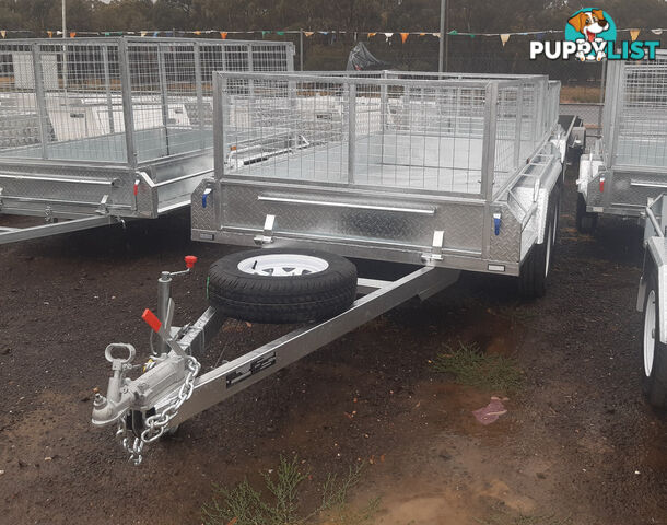 GALVANISED TANDEM TRAILER 10X5 600MM CAGE, L/T WHEELS