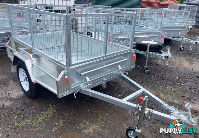 GALVANISED TRAILER 6X4 600MM CAGE, MANUAL TILT, L/T WHEELS