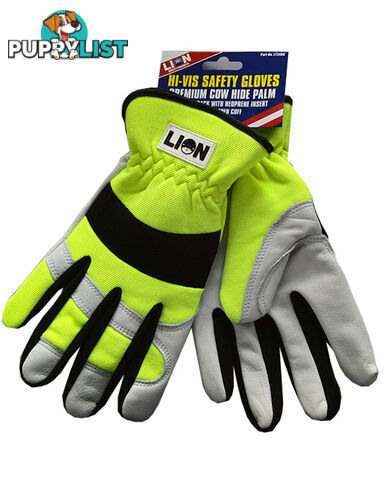 GLOVES, CONSTRUCTION,COW HIDE PALM, PREMIUM, SAFETY COLOUR LT240C