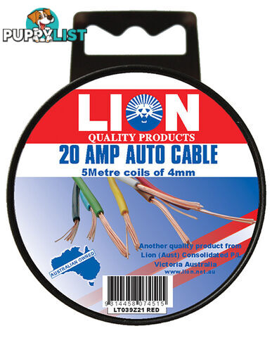 AUTO CABLE. 20AMP X 4MM RED 5M LT039Z21