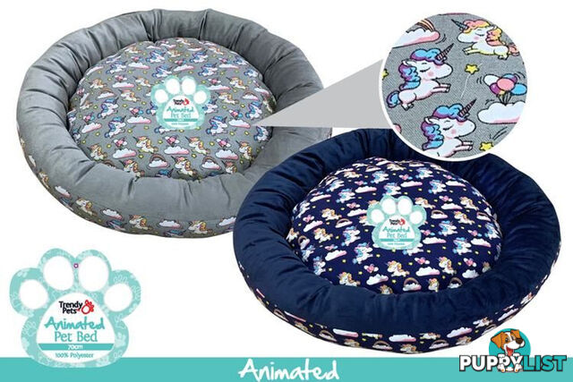 1PCE UNICORN ROUND PET BED 70CMD X 12CM