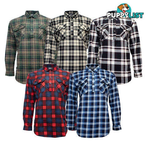 MENS KING SIZE FLANNELETTE SHIRT CLOSED FRONT/HALF