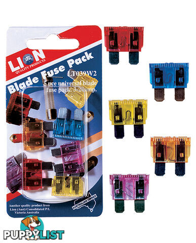 FUSE PACK, UNIVERSAL BLADE, 3-20AMP, 5PCE LT039W2