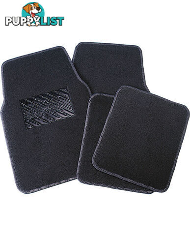 CAR MAT SET, 4PCE, FRONT AND BACK, HEEL PAD, GREY LA160A7G