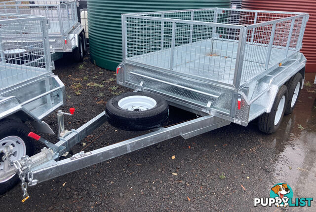 GALVANISED TANDEM TRAILER 8X5 600MM CAGE, L/T WHEELS