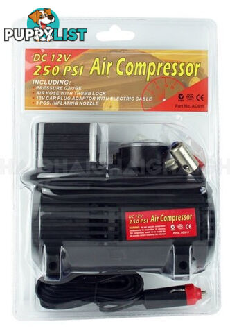 AIR COMPRESSOR 12V 250 PSI. W/GAUGE AC011