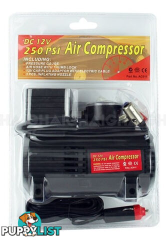 AIR COMPRESSOR 12V 250 PSI. W/GAUGE AC011