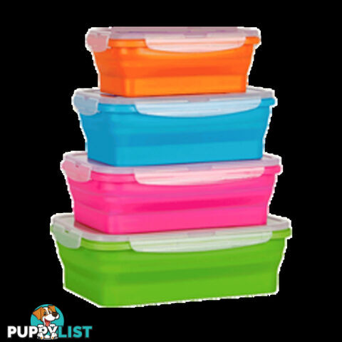 COLLAPSIBLE SET OF 4 RECTANGULAR CONTAINERS WITH LIDS