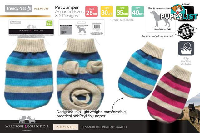 1PCE KNIT DOG JUMPER 25CM, 30CM, 35CM, 40CM - SER3