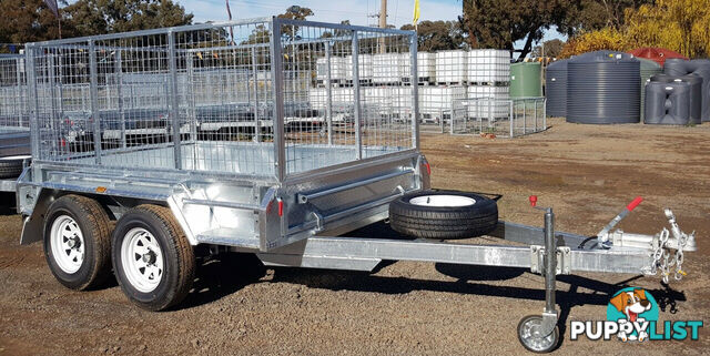 GALVANISED TANDEM TRAILER 8X5 900MM CAGE, L/T WHEELS