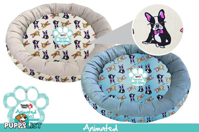 1PCE PUG ROUND PET BED 70CMD X 12CM