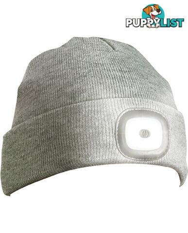 BEANIE WITH INTEGRATED LED LIGHT, USB RECHARGE, GREY, 6PC DISPLAY LA114HG