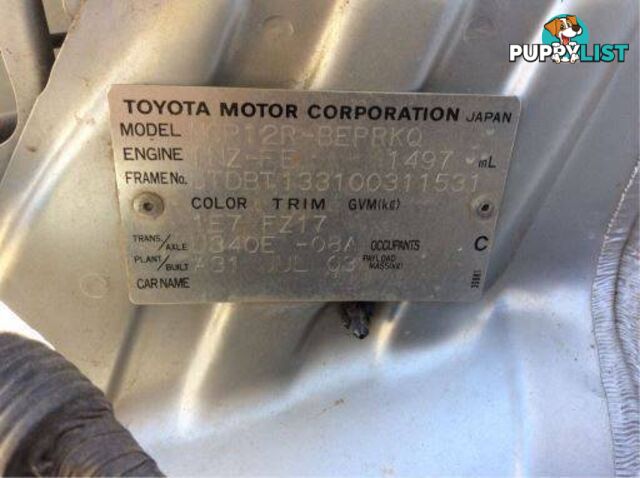 2003, Toyota Echo Sedan, Wrecking Now