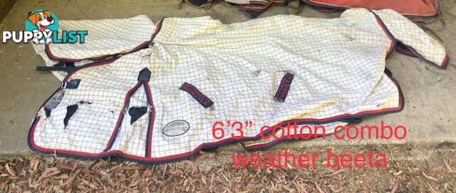 6’3” horse rugs range of cottons, woollen ll, winter standards and combos