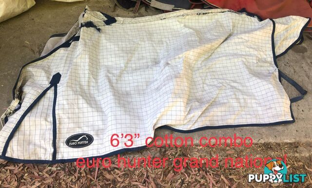 6’3” horse rugs range of cottons, woollen ll, winter standards and combos