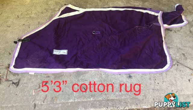 5’3” horse rugs range of cotton, wool, winter standards and combos