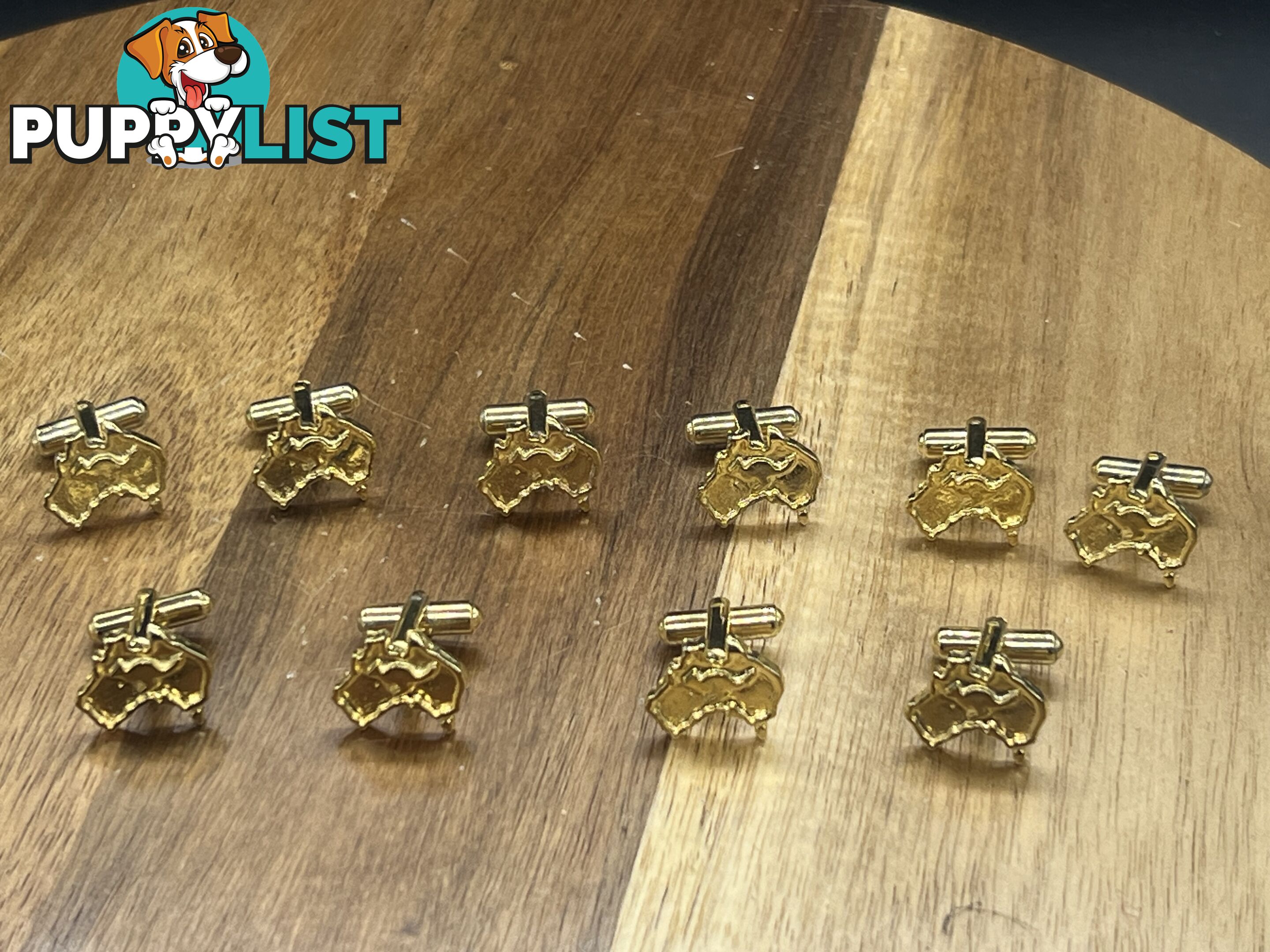 Australian kangaroo cufflinks gold color five(5) pairs NOS