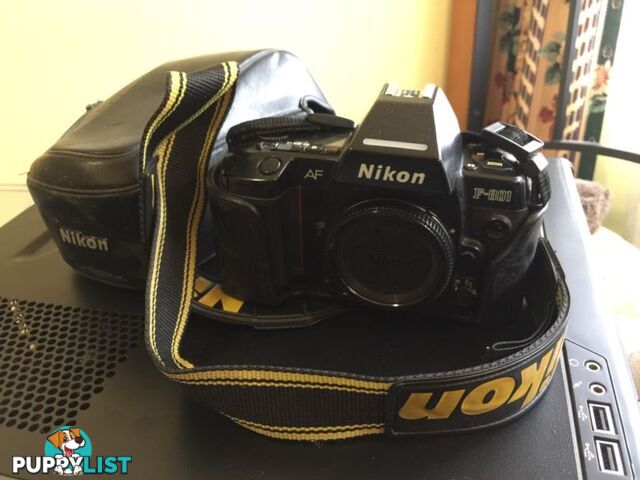 Nikon F801 camera in case and Strap