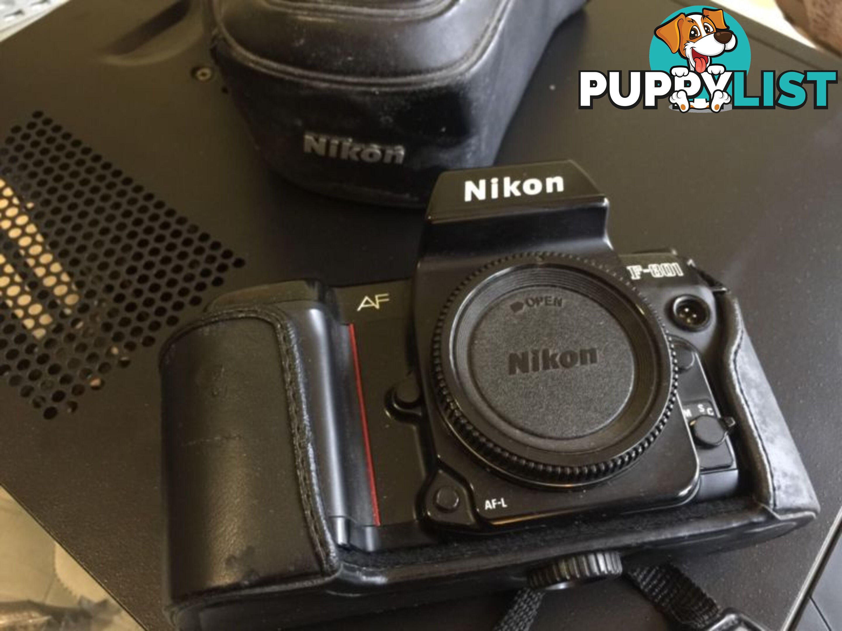 Nikon F801 camera in case and Strap