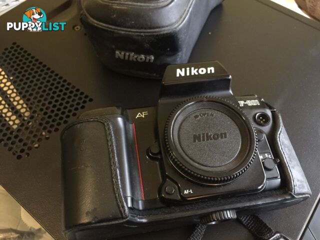 Nikon F801 camera in case and Strap