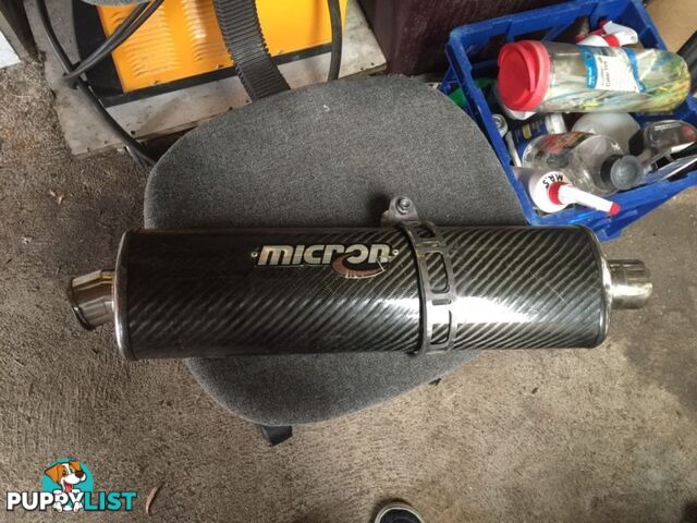 Micron carbon fibre motorbike muffler