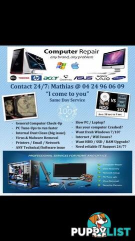 Need your computer fixed? /Home support available