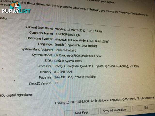 Windows 10 / office 2013 / 8GB Ram / Quad core / cleab