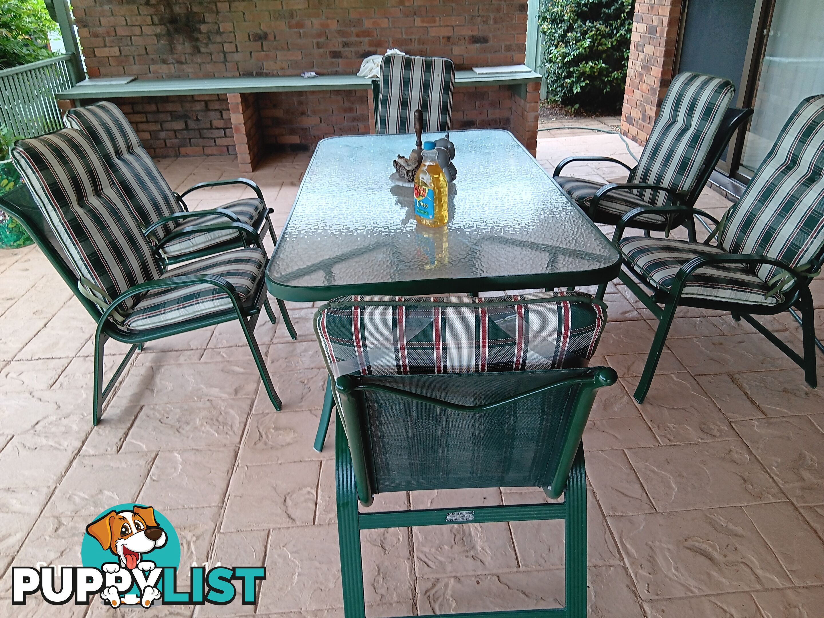 OUTDOOR GLASS TABLE 6 CHAIRS