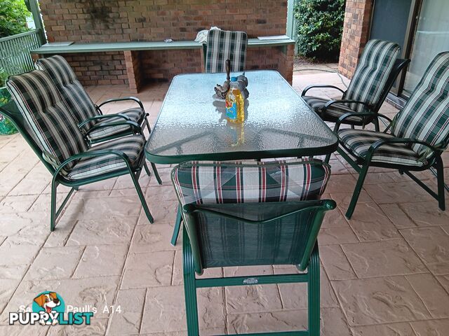 OUTDOOR GLASS TABLE 6 CHAIRS