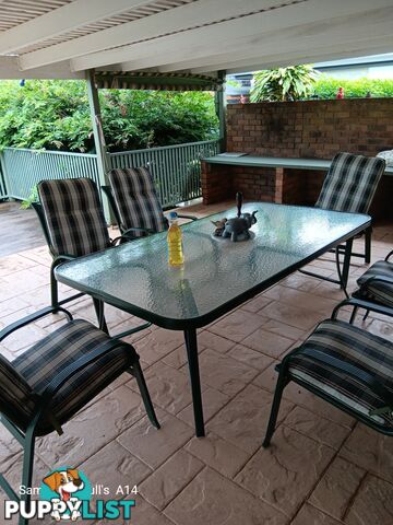 OUTDOOR GLASS TABLE 6 CHAIRS