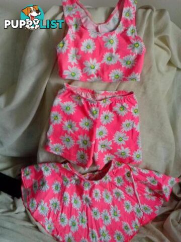 DANCE COSTUME-FLUORO FLORAL PINK SET