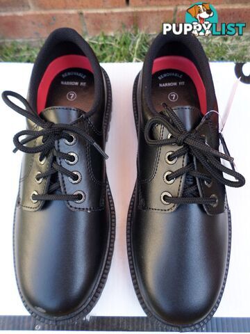 GROSBY BLACK LEATHER LACED SCHOOL/WORK SHOES