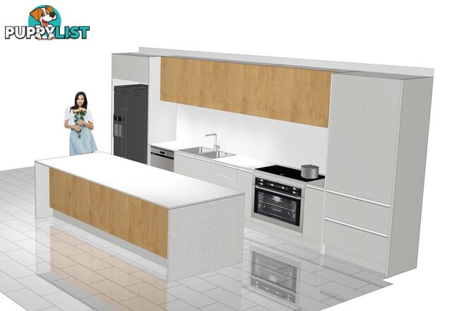 Last Chance! Flat-Pack White Satin 6m Galley Kitchen + 3m Island – Stylish &amp; Ready to Install!