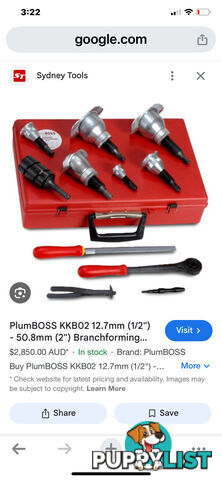 PlumBOSS KKB02 12.7mm (1/2") - 50.8mm (2") Branchforming Tool Kit