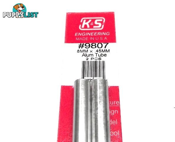 K&S METAL #9807 ALUMINIUM ROUND TUBE 8X300MM 2PCS - K &amp; S METALS