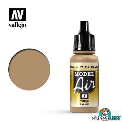 VALLEJO MODEL AIR ACRYLIC PAINT CAMO BROWN 71117 - VALLEJO