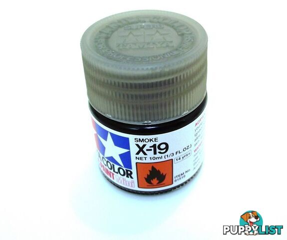 X-19   TAMIYA ACRYLIC PAINT SMOKE (gloss) - TAMIYA PAINTS &amp; Accessories