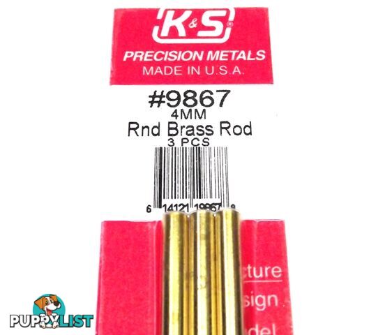 K&S METAL #9867 BRASS ROD 4X300MM 3PCS - K &amp; S METALS