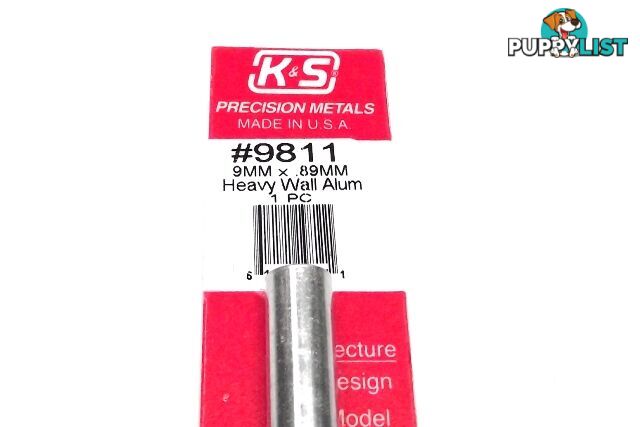 K&S METAL #9811 ALUMINIUM ROUND TUBE THICK WALL 9X300 - K &amp; S METALS