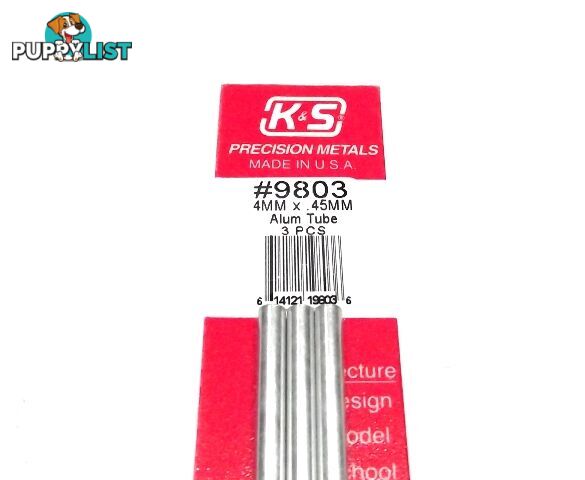 K&S METAL #9803 ALUMINIUM ROUND TUBE 4X300MM 3PCS - K &amp; S METALS