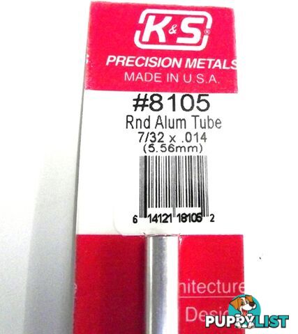 K&S METAL ROUND #8105 7/32' OD  ALUMINIUM TUBE 1PC - K &amp; S METALS