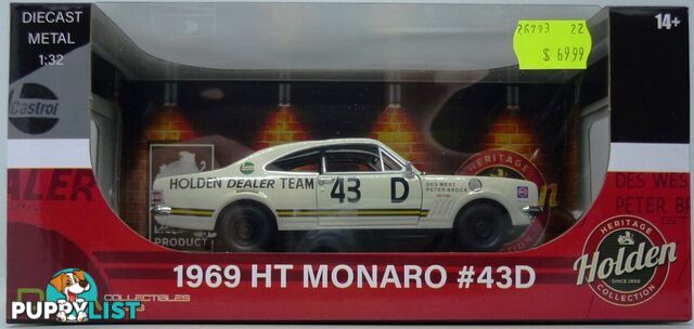 DDA Collectibles 1:32 Scale White HT Monaro GTS #43 Racing Des West Peter Brock - Does not apply