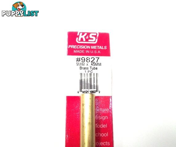 K&S METAL #9827 BRASS ROUND TUBE 9X300MM - K &amp; S METALS