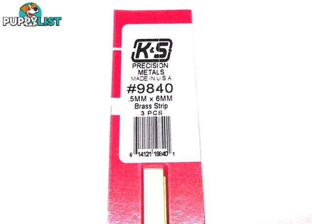 K&S METAL #9840 BRASS STRIP .5X6X300MM 3PCS - K &amp; S METALS