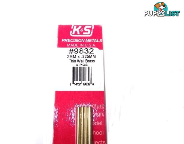 K&S METAL #9832 BRASS ROUND TUBE 2X300 4PCS - K &amp; S METALS