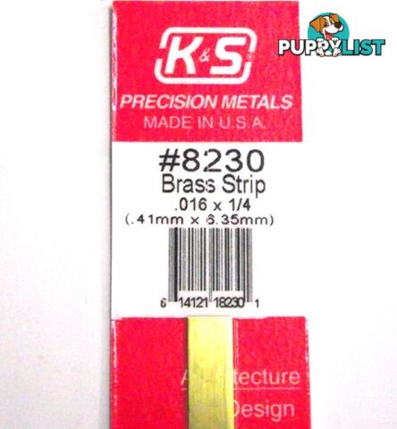 K&S METAL #8230 .016 X 1/4' BRASS STRIP 1PC - K &amp; S METALS