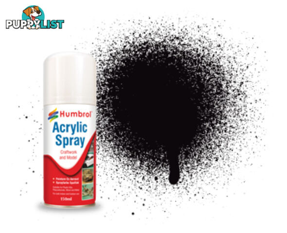 201 HUMBROL ACRYLIC SPRAY PAINT    METALLIC BLACK 150ml - HUMBROL