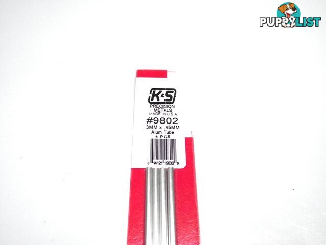 K&S METAL #9802 ALUMINIUM ROUND TUBE 3X300MM 4PCS - K &amp; S METALS