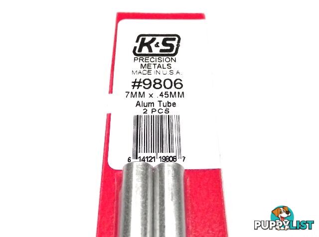 K&S METAL #9806 ALUMINIUM ROUND TUBE 7X300MM 2PCS - K &amp; S METALS