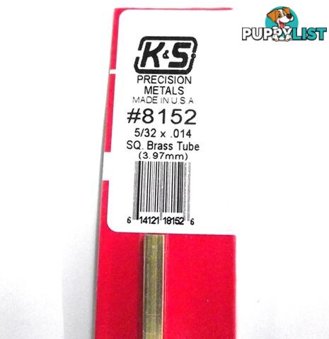 K&S METAL #8152 5/32' OD SQUARE BRASS TUBE 1PC - K &amp; S METALS